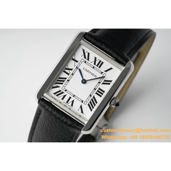 Cartier - Tank Solo 24.4mm White Dial on Lychee Grain Leather AF Quartz