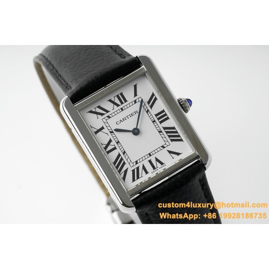 Cartier - Tank Solo 24.4mm White Dial on Lychee Grain Leather AF Quartz
