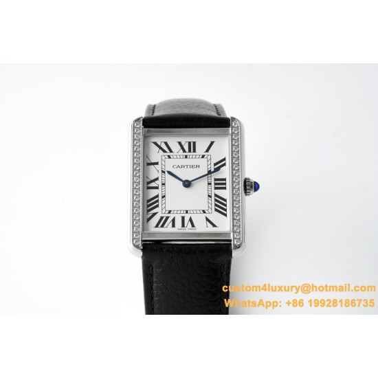 Cartier - Tank Solo 27.4mm White Dial on Lychee Grain Leather AF Quartz