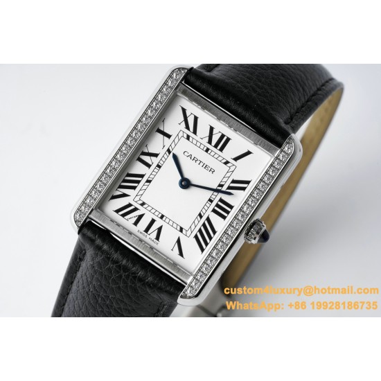 Cartier - Tank Solo 27.4mm White Dial on Lychee Grain Leather AF Quartz