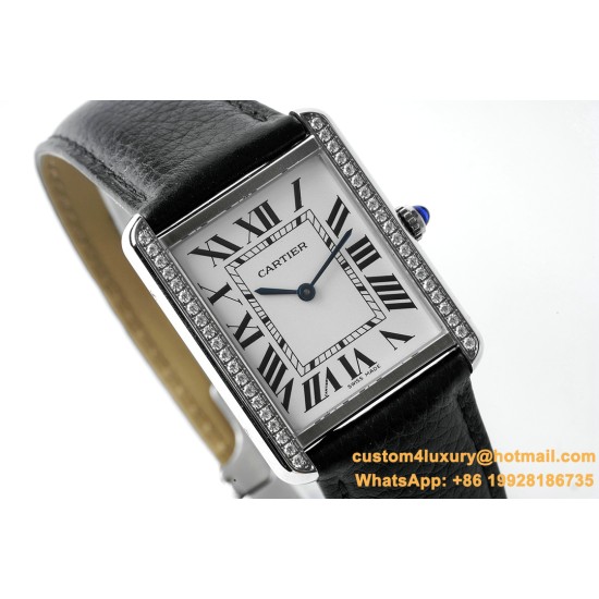 Cartier - Tank Solo 27.4mm White Dial on Lychee Grain Leather AF Quartz