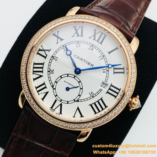 Cartier Ronde Louis 40mm Diamonds RG/LE White Dial RMN EGF 1904-PS