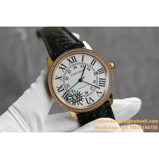 Ronde Solo Date 42mm Dia YG/LE White Dial TWF MY9015