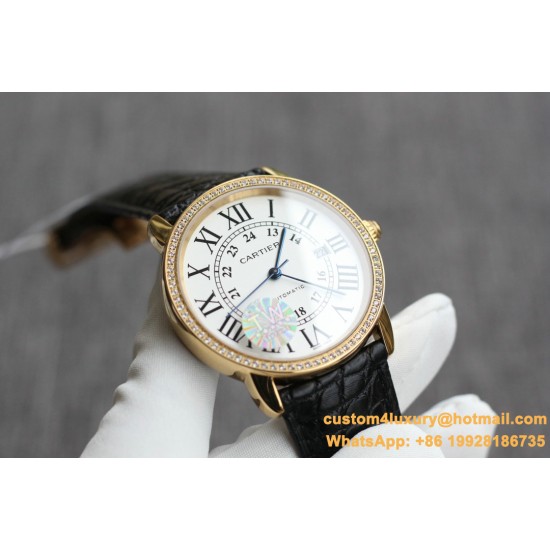 Ronde Solo Date 42mm Dia YG/LE White Dial TWF MY9015