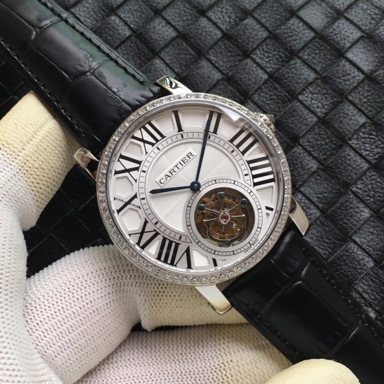 Cartier - Rotonde De Cartier Tourb HPI00593 SS/LE White/Diam BBR Asia Tourb