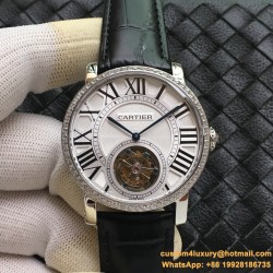 Cartier - Rotonde De Cartier Tourb HPI00593 SS/LE White/Diam BBR Asia Tourb