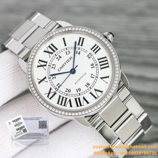 Ronde Solo Date 42mm Diamonds SS/SS White Dial AF MY9015