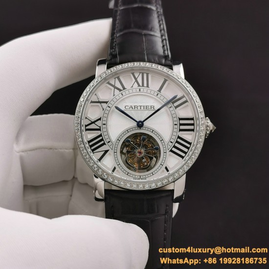 Cartier - Rotonde De Cartier Tourb HPI00593 SS/LE White/Diam BBR Asia Tourb