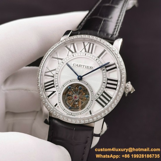 Cartier - Rotonde De Cartier Tourb HPI00593 SS/LE White/Diam BBR Asia Tourb