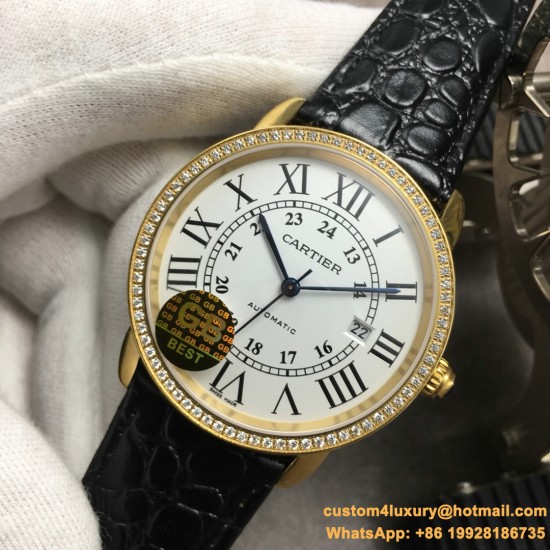 Ronde Solo Date 42mm Dia YG/LE White Dial GBF MY9015