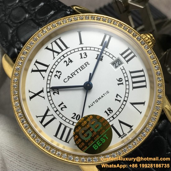 Ronde Solo Date 42mm Dia YG/LE White Dial GBF MY9015