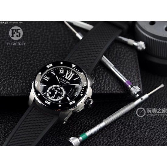 Cartier - Calibre de Cartier 42mm SS/RU Black F5F 1:1 Cal.1904-PS