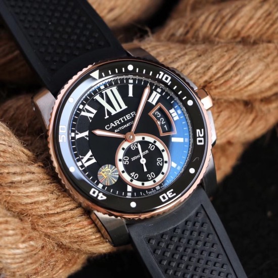 Cartier - Calibre de Cartier 42mm RG/SS/RU Black F5F 1:1 Cal.1904-PS
