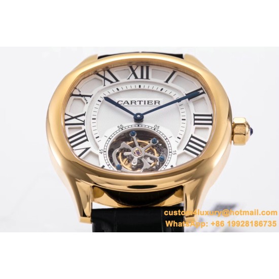 Drive De Cartier 40mm YG/LE White Textured Dial BLSF Tourb