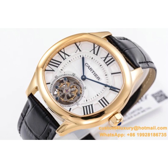Drive De Cartier 40mm YG/LE White Textured Dial BLSF Tourb