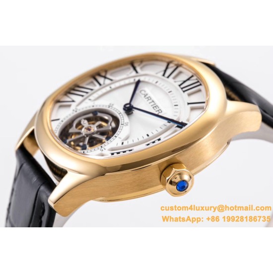 Drive De Cartier 40mm YG/LE White Textured Dial BLSF Tourb