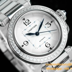 Cartier - Pasha Ladies 35mm SS/SS White/Num/Dia BVF Automatic