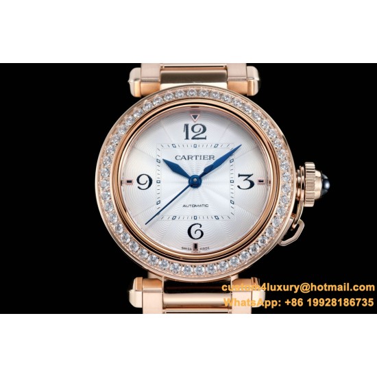 Cartier - Pasha Ladies 35mm RG/RG White/Num Diam BVF Automatic