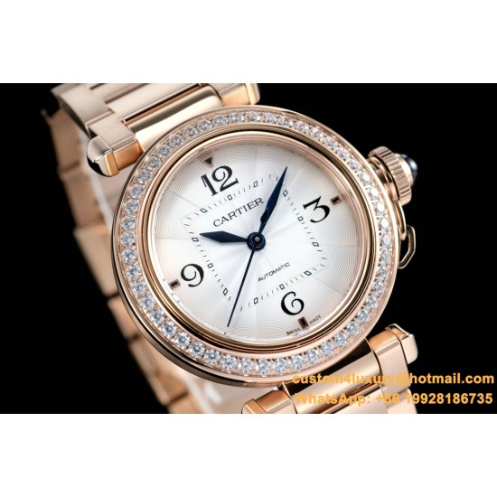 Cartier - Pasha Ladies 35mm RG/RG White/Num Diam BVF Automatic