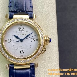 Cartier - Pasha Ladies 35mm WGPA0013 YG/LE White/Num Diam 3KF 1847