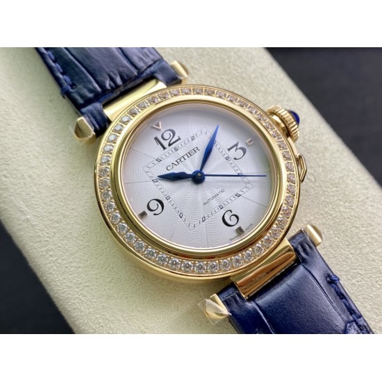 Cartier - Pasha Ladies 35mm WGPA0013 YG/LE White/Num Diam 3KF 1847