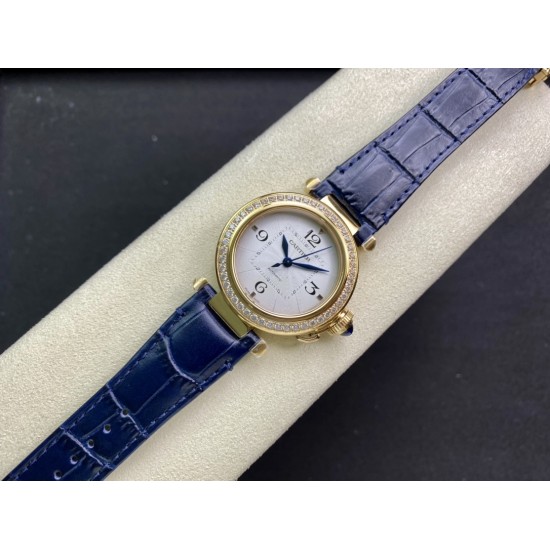 Cartier - Pasha Ladies 35mm WGPA0013 YG/LE White/Num Diam 3KF 1847
