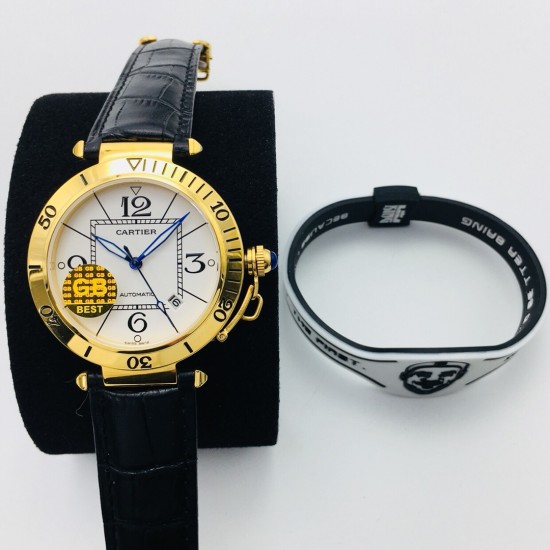 Cartier - Pasha Man 41mm YG/LE White/Num GBF 9015