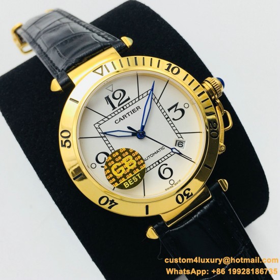 Cartier - Pasha Man 41mm YG/LE White/Num GBF 9015