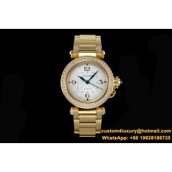 Cartier - Pasha Ladies 35mm Diam YG/YG White/Num KDY Original 9015 Movement