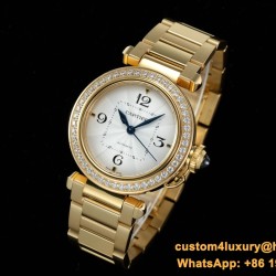 Cartier - Pasha Ladies 35mm Diam YG/YG White/Num KDY Original 9015 Movement