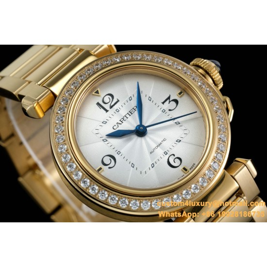 Cartier - Pasha Ladies 35mm Diam YG/YG White/Num KDY Original 9015 Movement