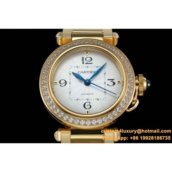 Cartier - Pasha Ladies 35mm Diam YG/YG White/Num KDY Original 9015 Movement