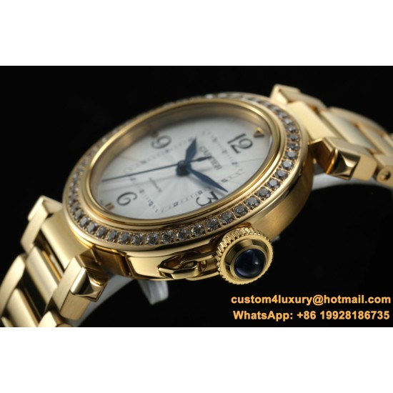 Cartier - Pasha Ladies 35mm Diam YG/YG White/Num KDY Original 9015 Movement