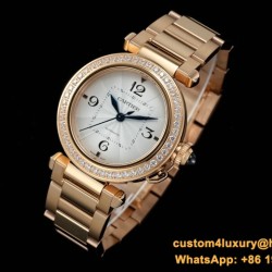 Cartier - Pasha Ladies 35mm Diam RG/RG White/Num KDY Original 9015 Movement