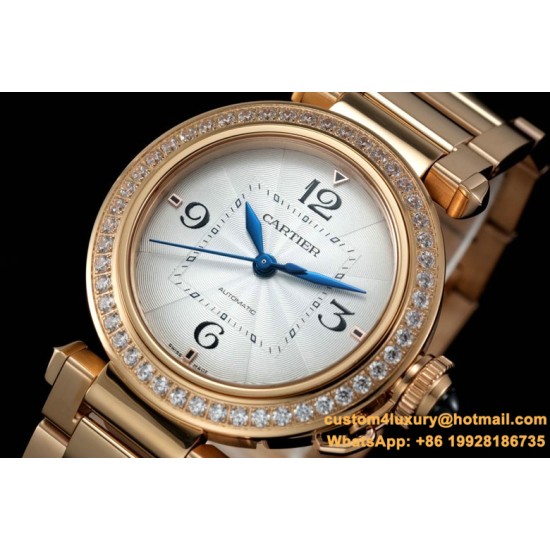 Cartier - Pasha Ladies 35mm Diam RG/RG White/Num KDY Original 9015 Movement