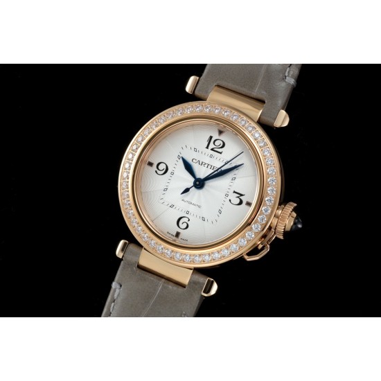 Cartier - Pasha Ladies 35mm Diam RG/LE White/Num KDY Original 9015 Movement
