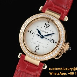 Cartier - Pasha Ladies 35mm Diam RG/LE White/Num KDY Original 9015 Movement