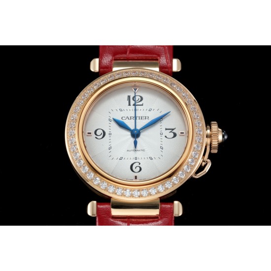Cartier - Pasha Ladies 35mm Diam RG/LE White/Num KDY Original 9015 Movement