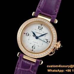 Cartier - Pasha Ladies 35mm Diam RG/LE White/Num KDY Original 9015 Movement
