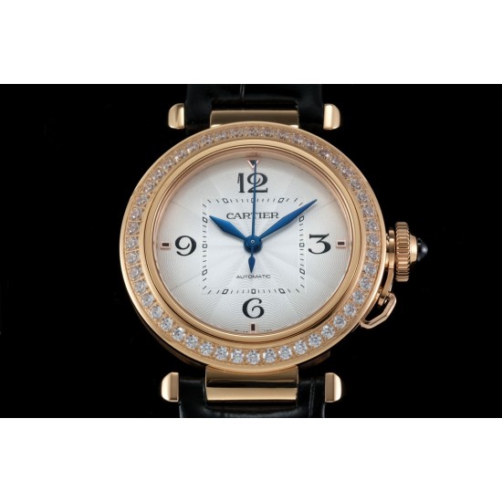 Cartier - Pasha Ladies 35mm Diam RG/LE White/Num KDY Original 9015 Movement