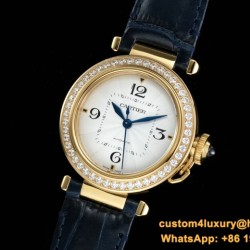 Cartier - Pasha Ladies 35mm Diam YG/LE White/Num KDY Original 9015 Movement