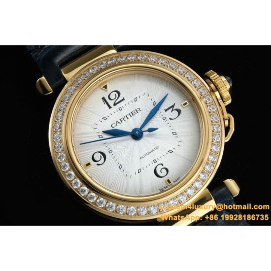 Cartier - Pasha Ladies 35mm Diam YG/LE White/Num KDY Original 9015 Movement