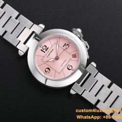 Cartier - Pasha Ladies W31074M7 35mm SS/SS Pink/Num TWCF A2892