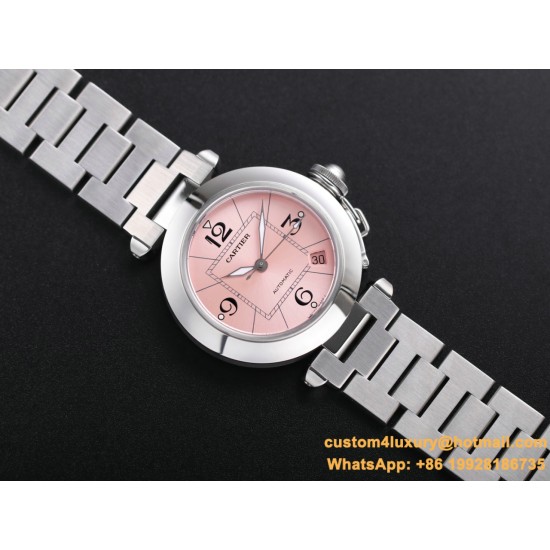 Cartier - Pasha Ladies W31074M7 35mm SS/SS Pink/Num TWCF A2892