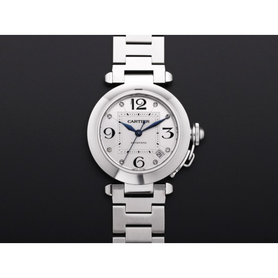 Cartier - Pasha Ladies W31074M7 35mm SS/SS White/Num TWCF A2892
