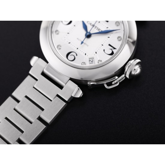 Cartier - Pasha Ladies W31074M7 35mm SS/SS White/Num TWCF A2892