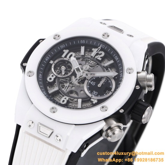 Big Bang Unico 42mm White Ceramic/RU Skeleton Dial BBF HUB1280