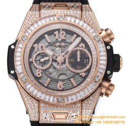 Big Bang Unico 44mm Gems Bezel Titanium/RG/Diams Rubber BBF A1280