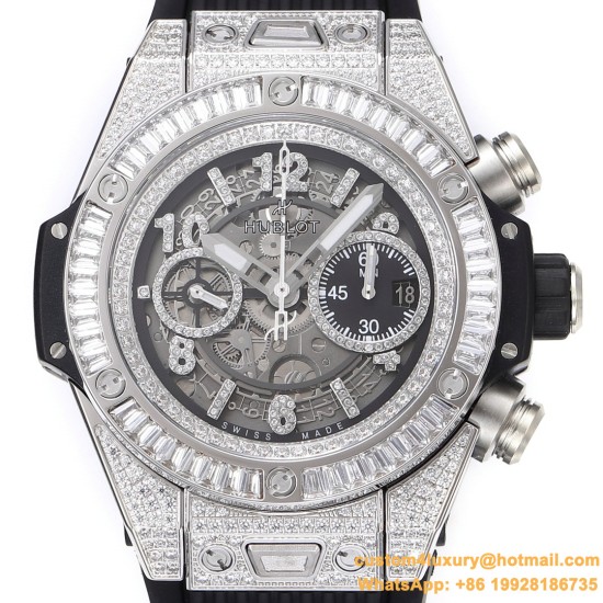 Big Bang Unico 44mm Gems Bezel Titanium/SS/Diams Rubber BBF A1280
