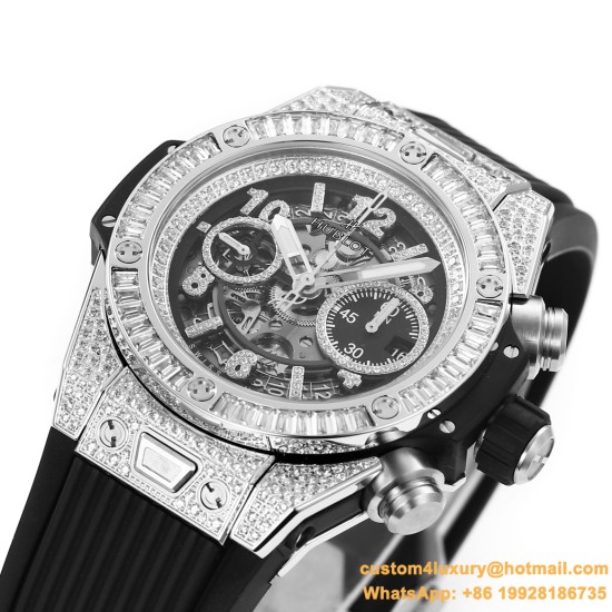 Big Bang Unico 44mm Gems Bezel Titanium/SS/Diams Rubber BBF A1280
